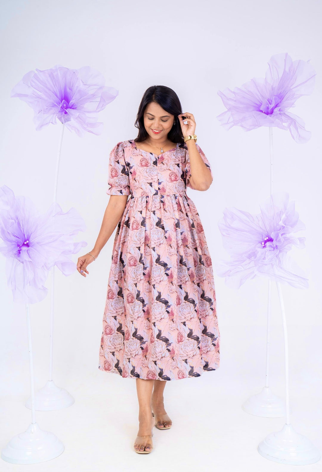 Rose Gold Casual Dress with Lining Maternity Non-Maternity