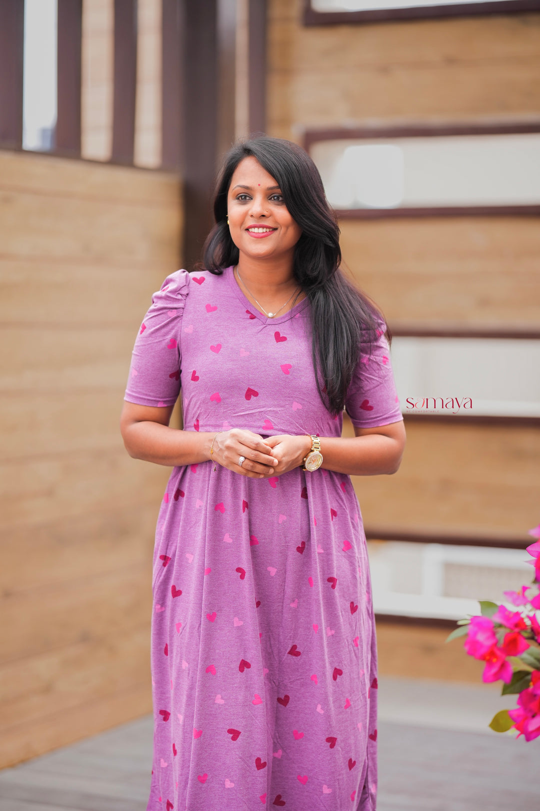 Midi Mauve  Heart Light Weight Dress