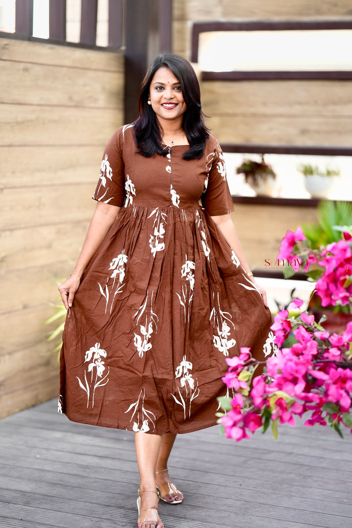 Chocolate casual Dress With Lining( special edition - limited stock )