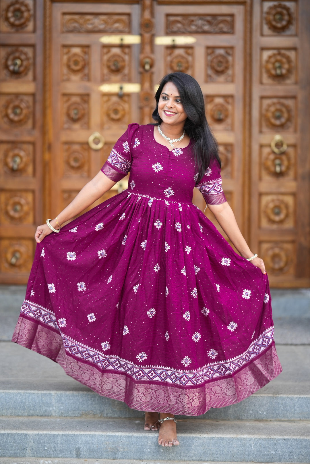 Venba festive  maxi Dress with Lining