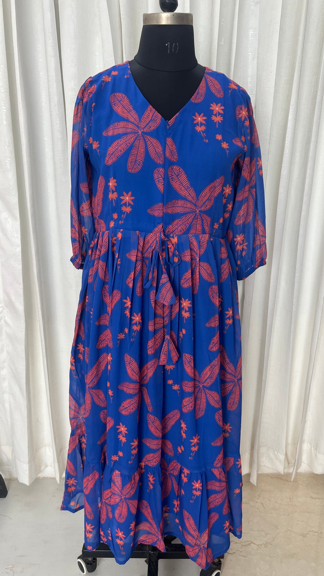 Blue georgette casual Dress With Lining ( No-Iron Everyday Dress)
