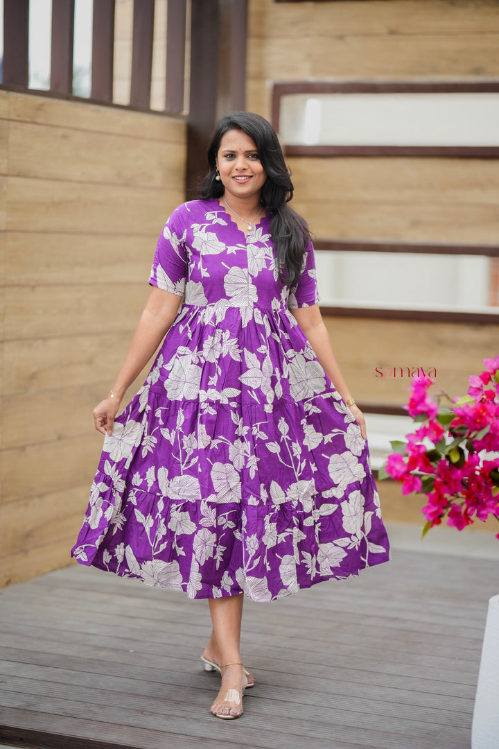 Grape  casual Dress With Lining