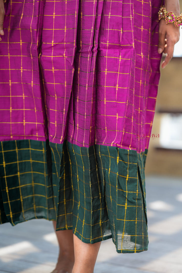 Poongulazi checked maxi Dress With Lining ( pre order )
