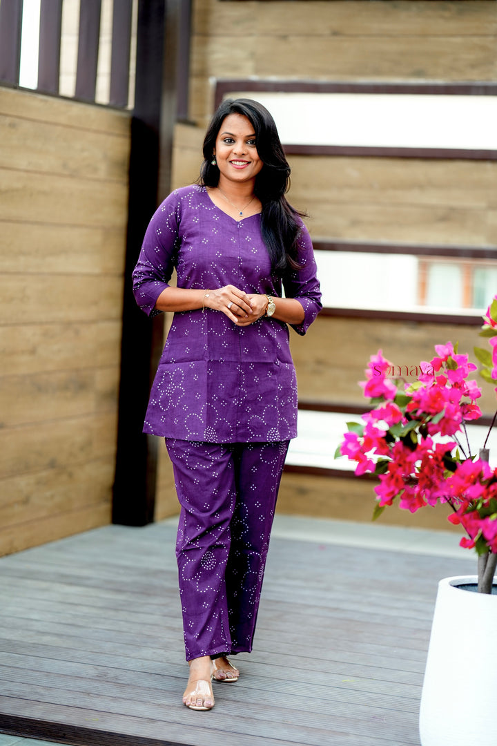 HAASYA Purple Night Co-ord Set