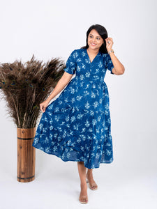 Ink Blue casual Dress With Lining