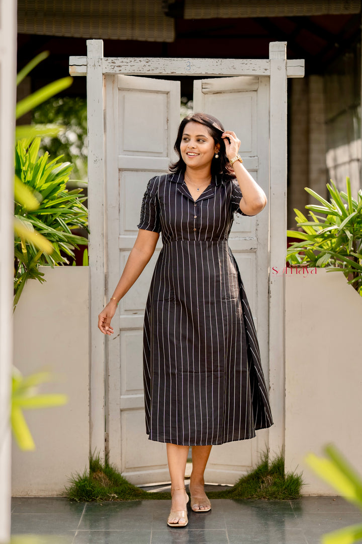 Maya checked Casual Dress With Lining