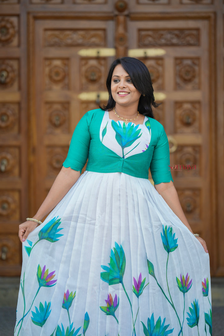 Mayil Chanderi Dress With Lining ( over coat detachable ) ( ready to dispatch)