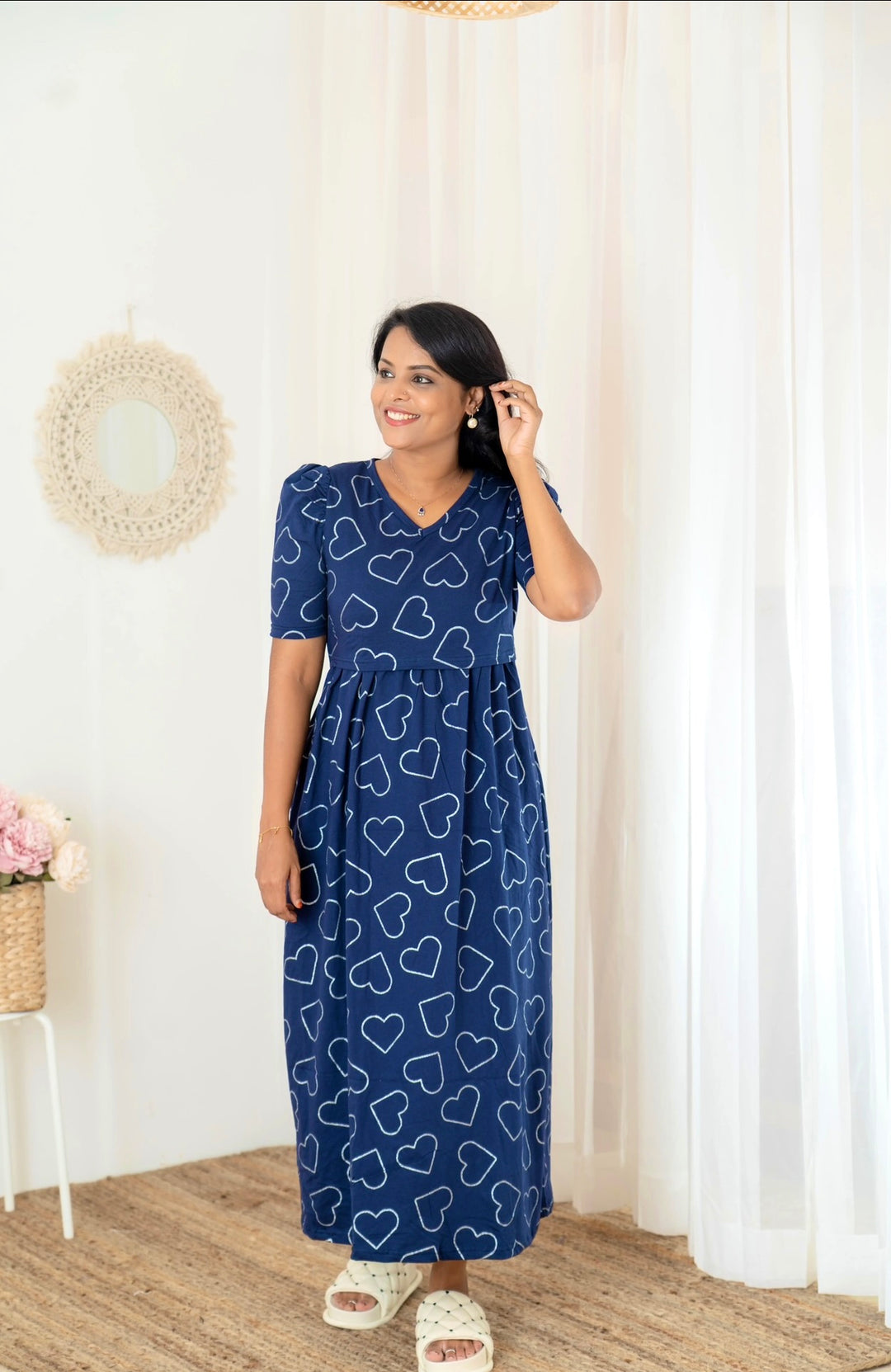 Maxi Navy Heart Light Weight Dress