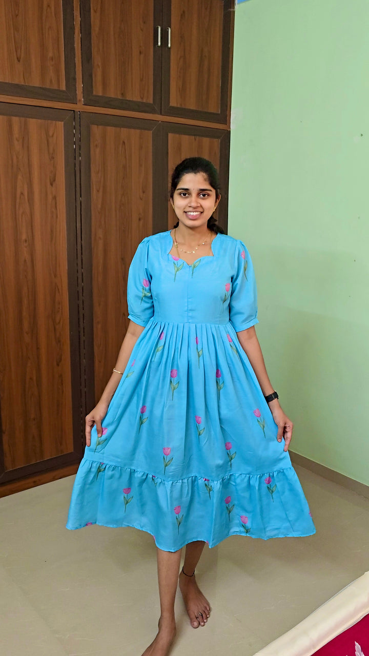 Sky rose  Day to Night Dress Without Lining( No-Iron Everyday Dress)