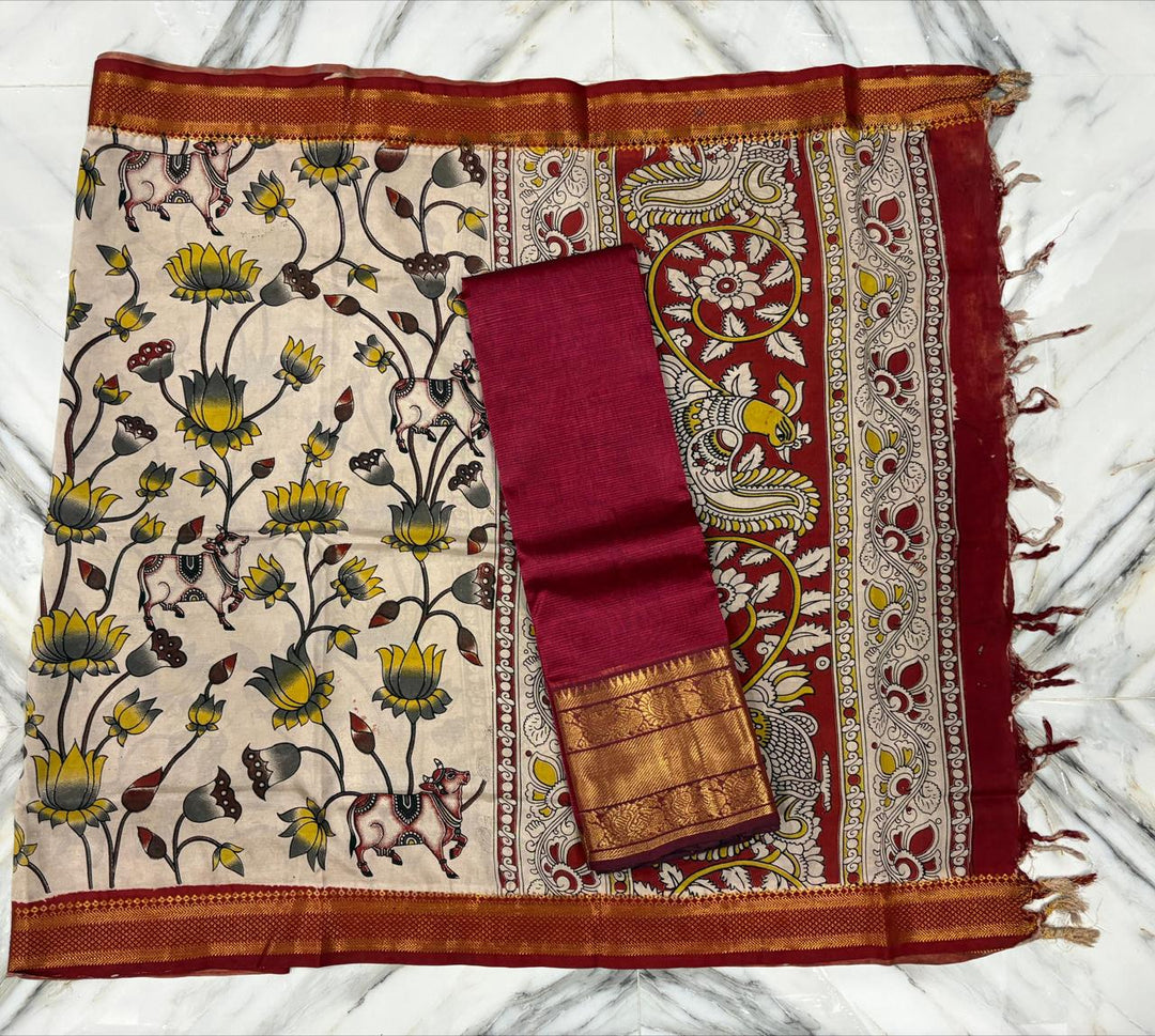 Mangalgiri kanchi border top  with nizam border chennuri silk dupatta