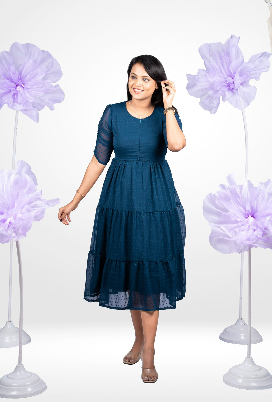 Diamond georgette casual  Dress With Lining