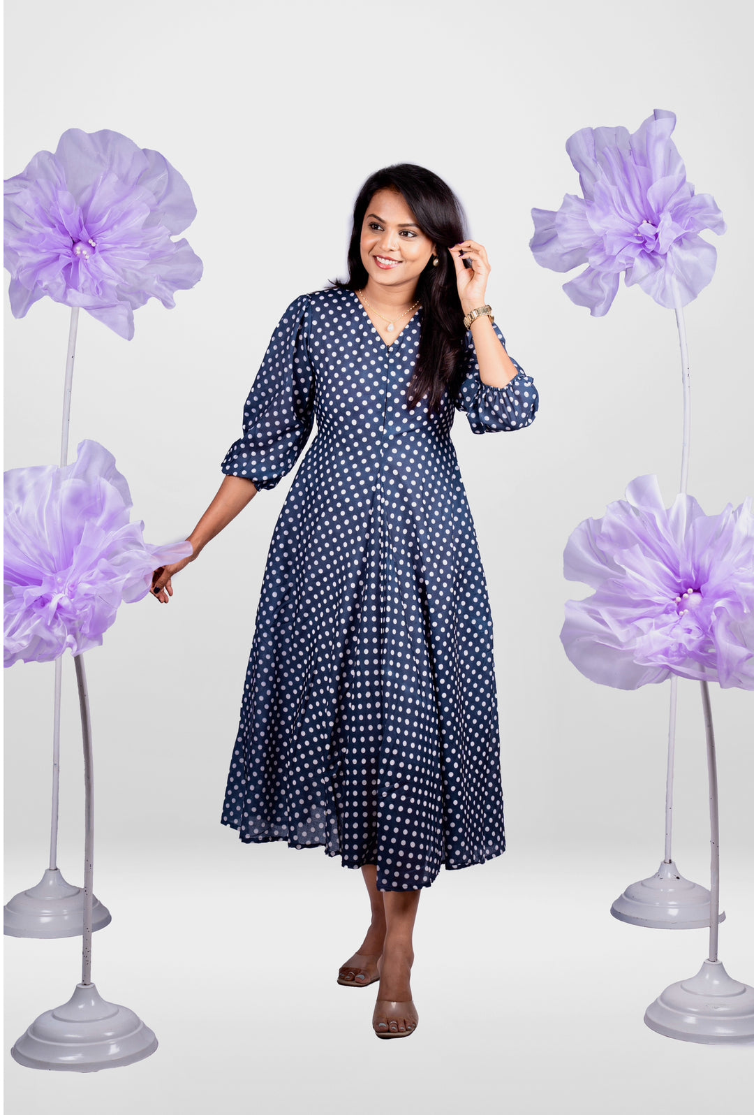 Polka dot  Dress With Lining