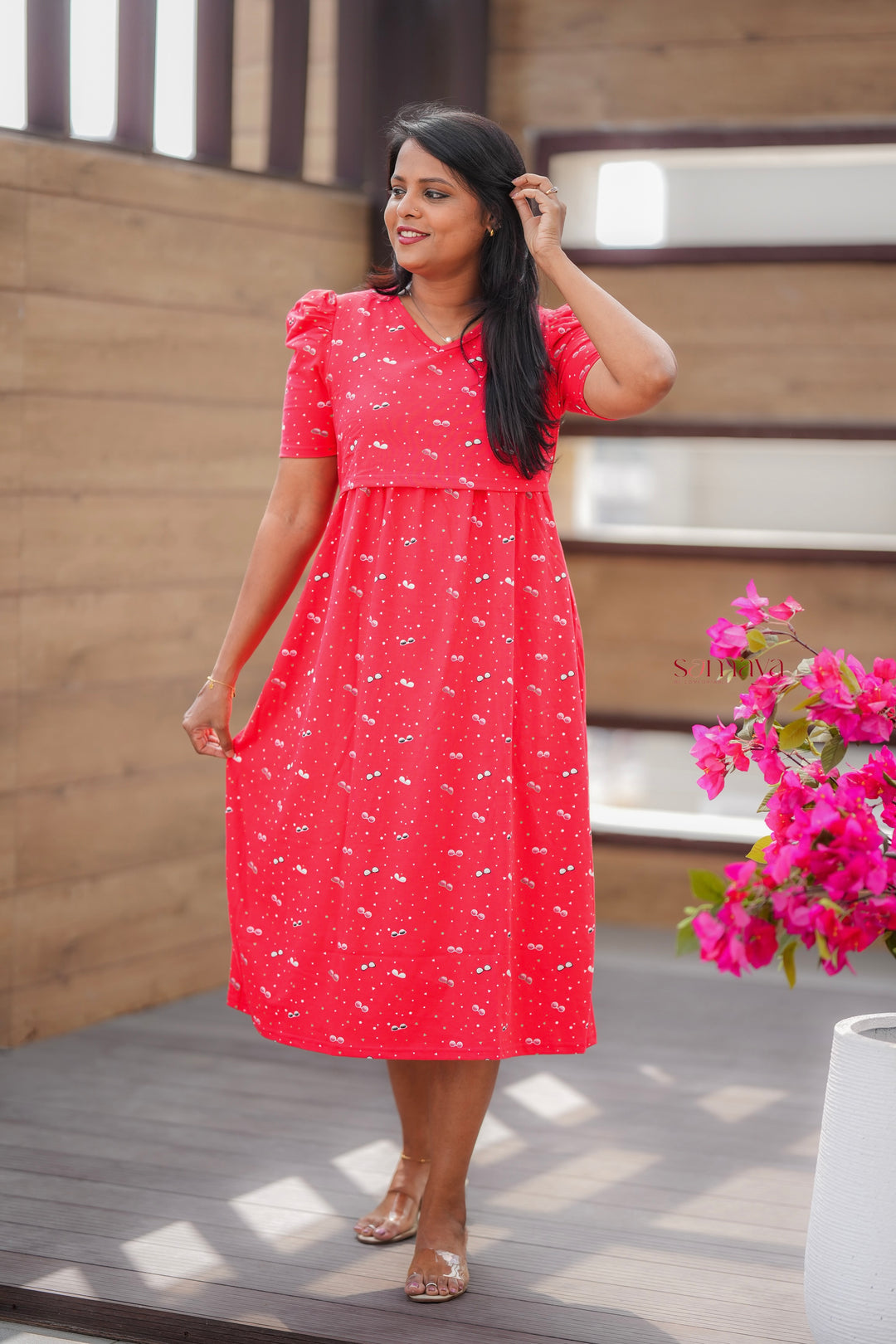 Midi Red Thick Dress