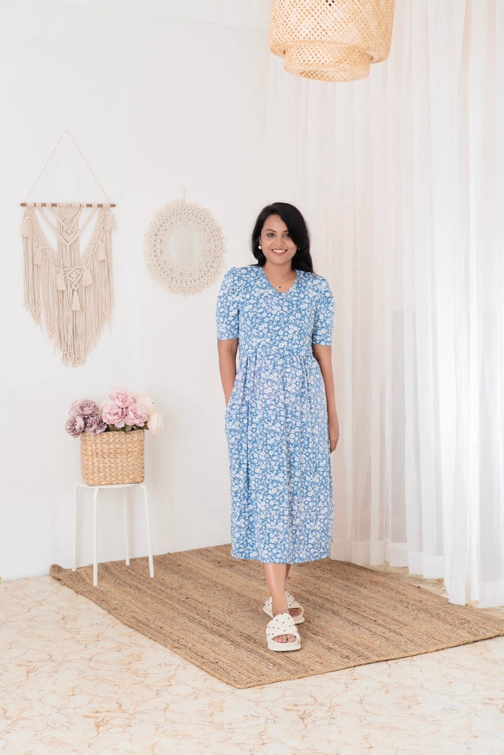 Midi RIYA Light Weight Dress summer collection ( SLIGHTLY FADED AS SHOWN IN PHOTO SO SOLD AT 399₹)