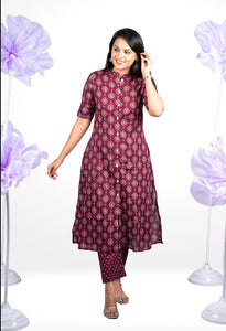 Indhu  cotton Kurta set (button opening)