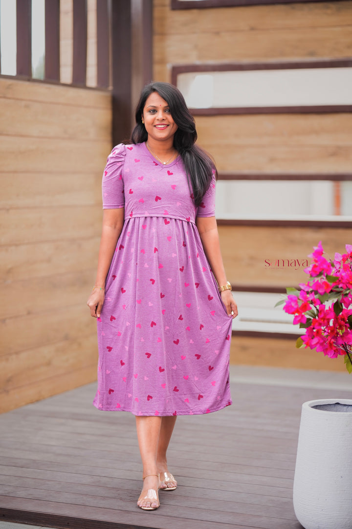 Midi Mauve  Heart Light Weight Dress