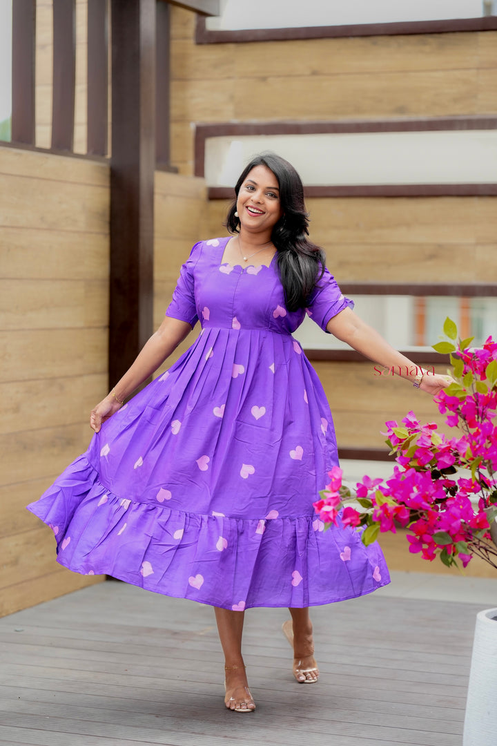 Purple Heart Dress With Lining