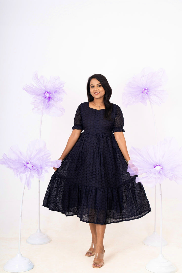 Black hakoba Dress With Lining
