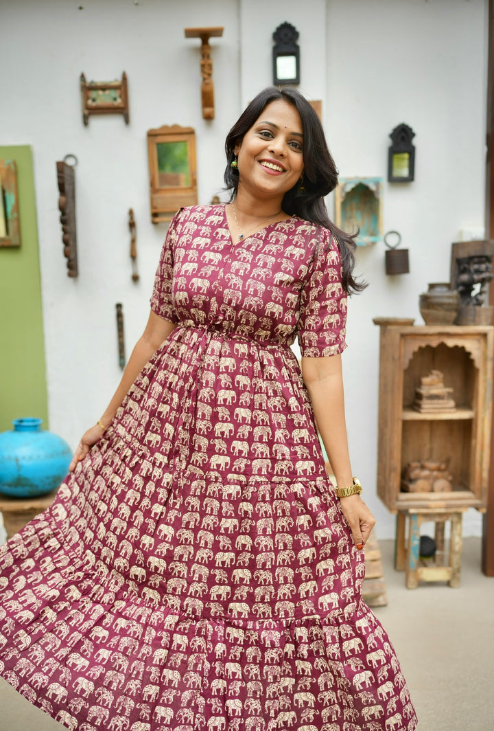 Elephant Casual Dress With Lining