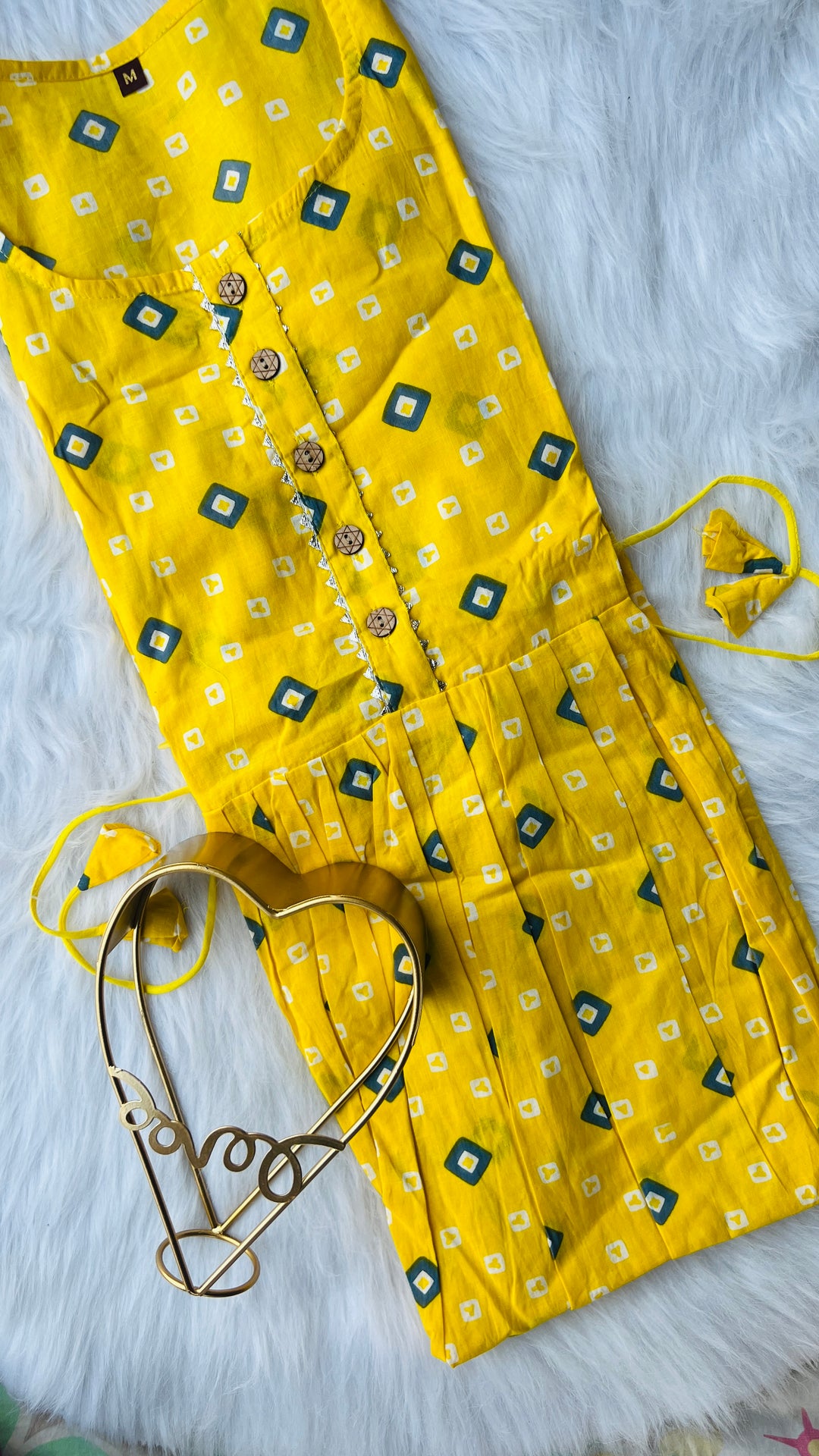 Yellow bandhini Maternity Feeding  kurta