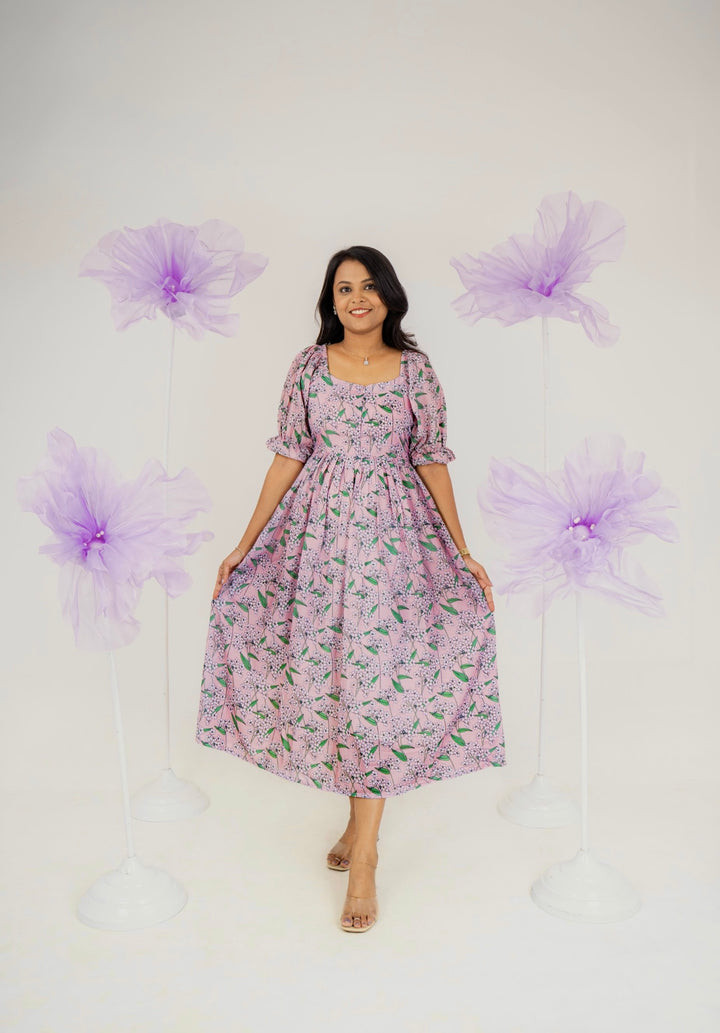 Emma  casual  Dress With Lining "Non-Maternity &  maternity Feeding-Friendly Dress"