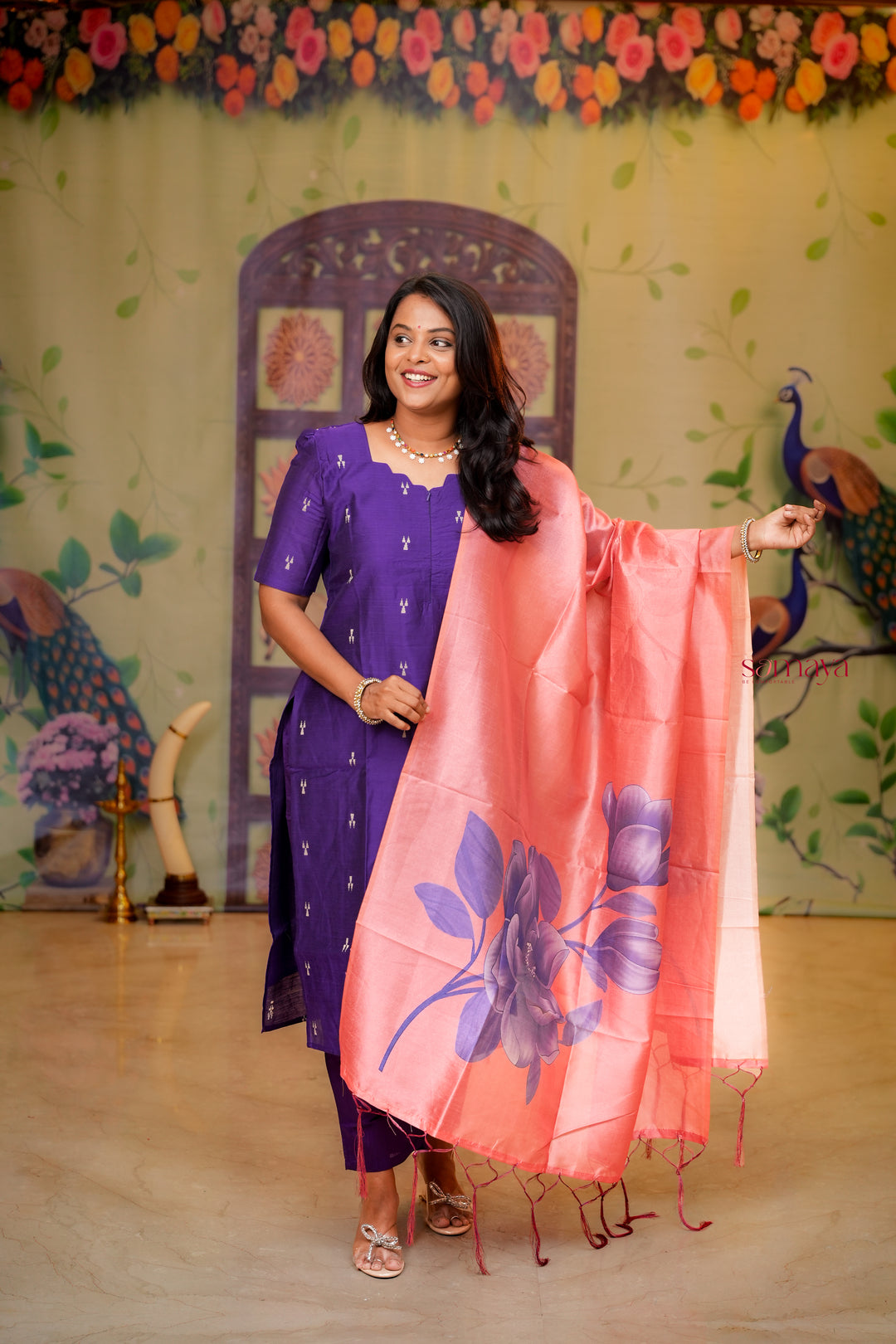 Yaaz - purple  raw silk Kurta 3 piece set