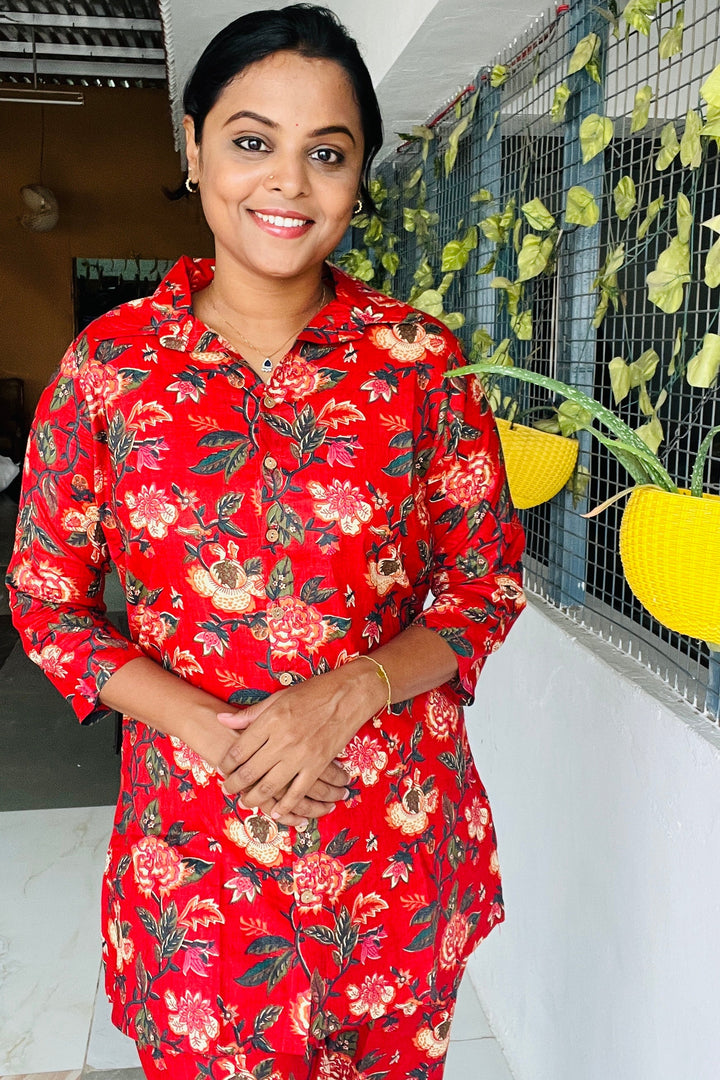 Red Night Co-ord Set