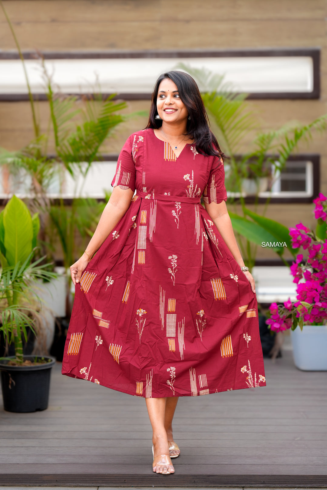 Scarlet  midi Casual Dress With Lining