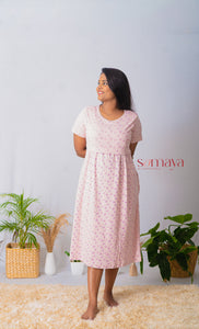 Midi Rose gold Ribbed dress( faded line in the dress so sold at 399₹ )