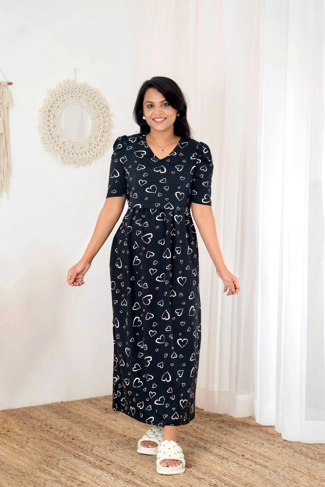 Maxi Black Heart Light Weight Dress