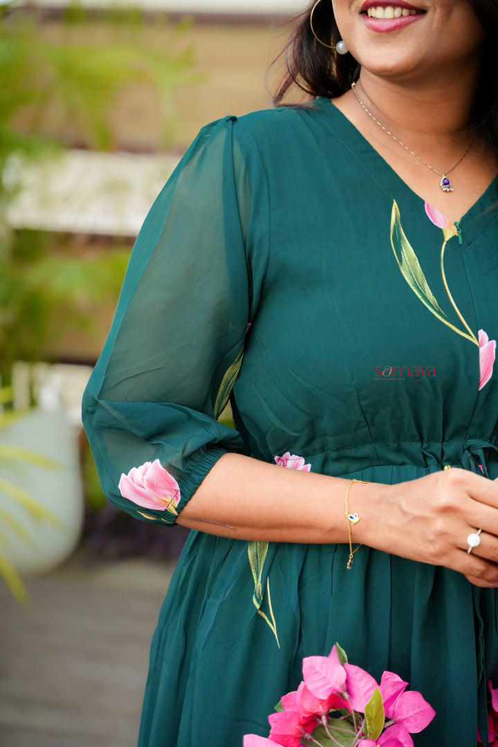 Tulip georgette casual  Dress With Lining ( No-Iron Everyday Dress)