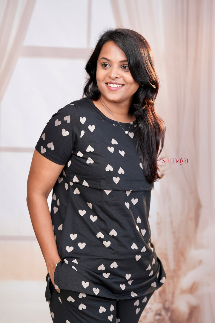 Black Heart Feeding Pant Set