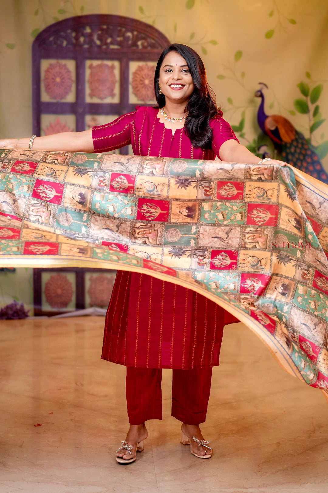 Rani raw silk Kurta Set with sabyasachi inspired  dupptta