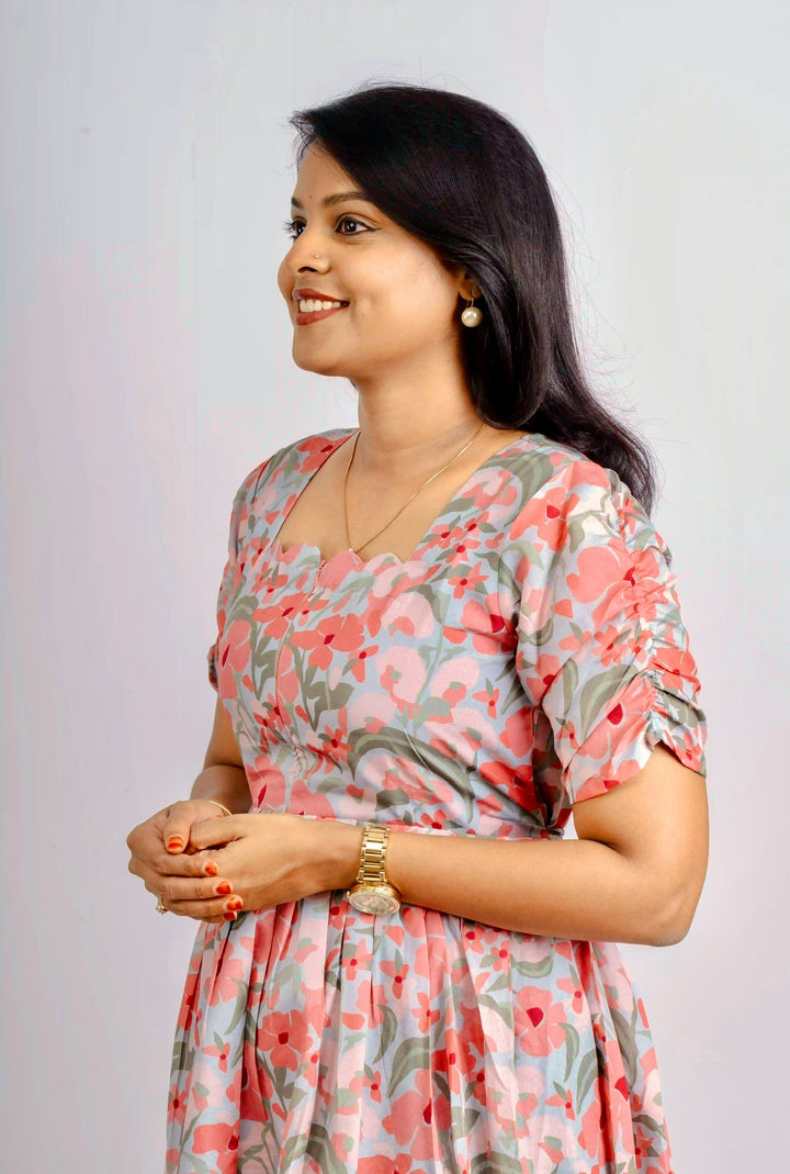 Pastel garden  Casual Dress With Lining