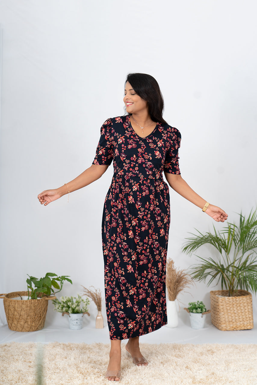 Maxi Scarlet Dress light weight( Minor embroidery variation so sold at sale price )