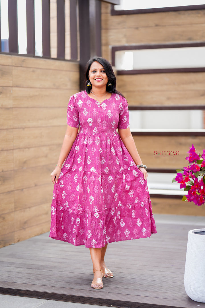 Mauve day to night dress without lining