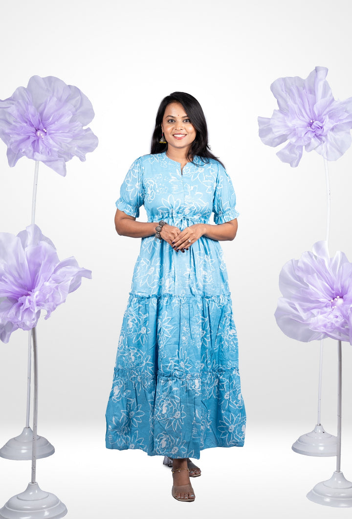 Vaanam casual Maxi Dress With Lining Non-Maternity & Feeding-Friendly Dressing