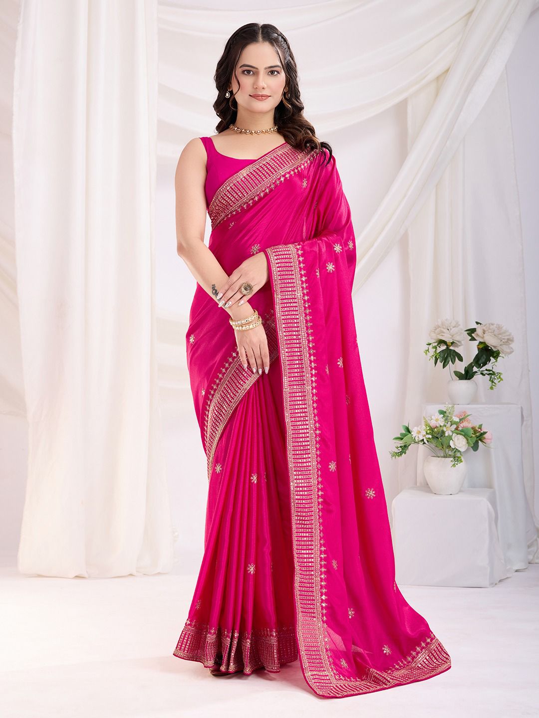 Party wear chinon saree