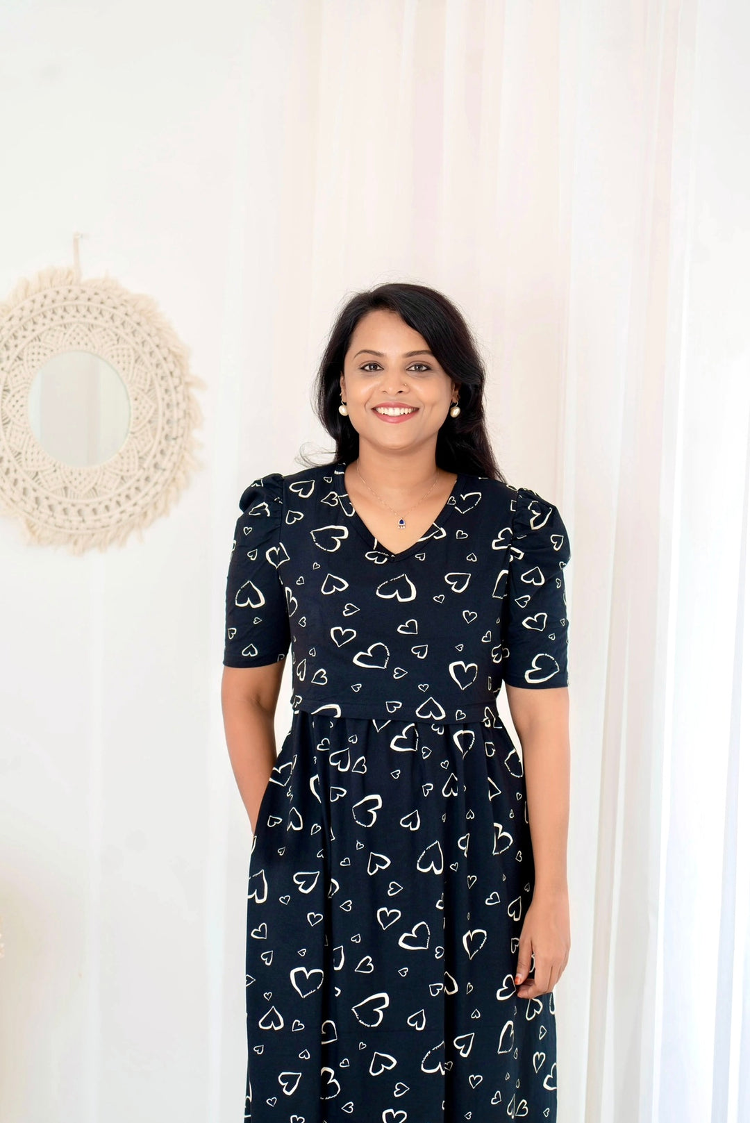Maxi Black Heart Light Weight Dress