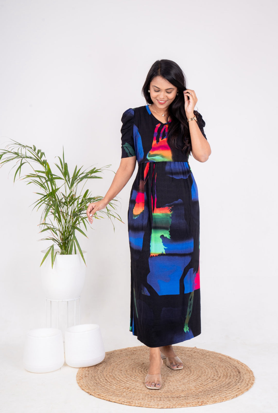 Maxi rainbow Ribbed Dress