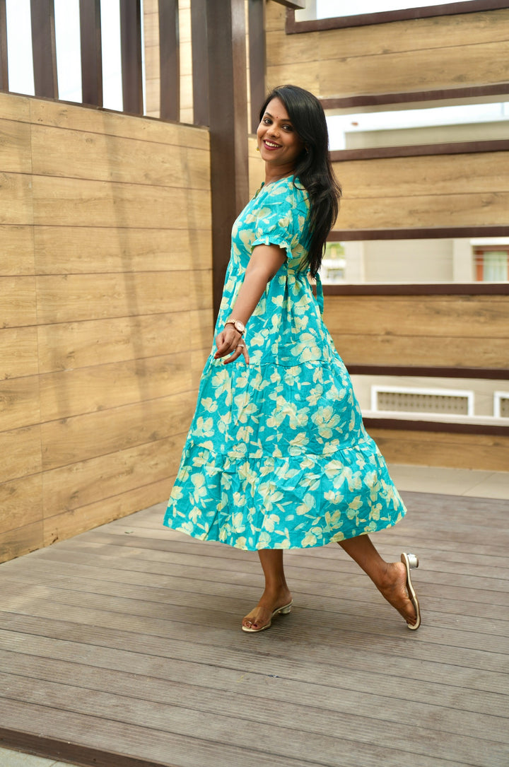 Skyblue day to night dress without lining