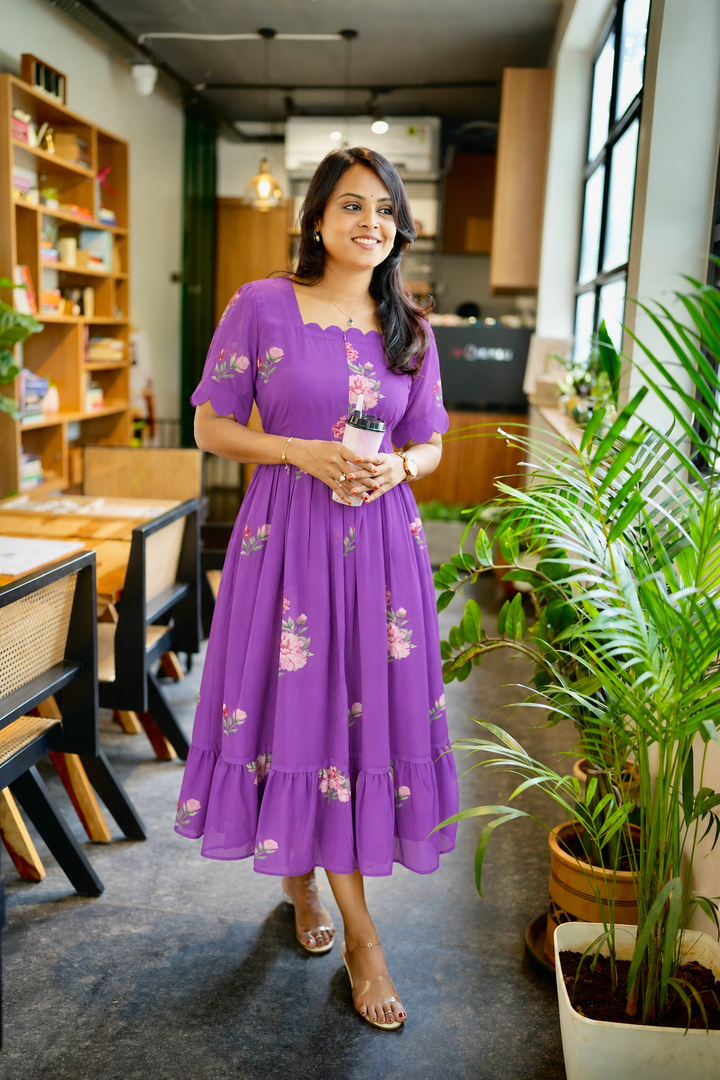 Diya  georgette casual Dress With Lining ( No-Iron Everyday Dress)