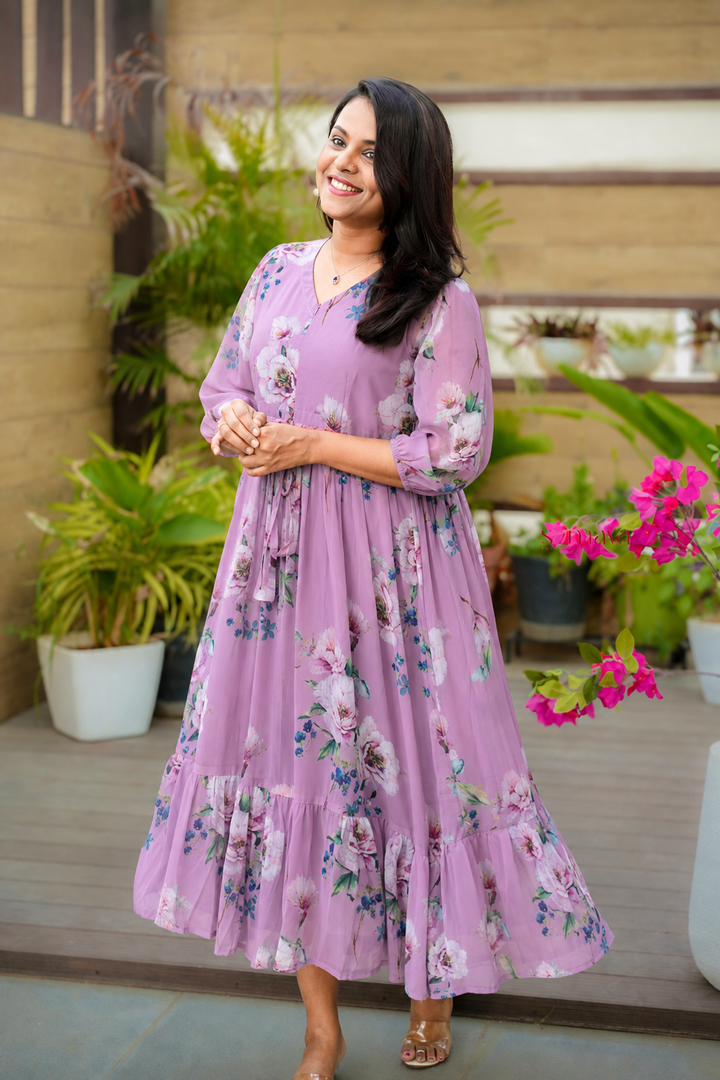 Laila  georgette casual  Dress With Lining ( No-Iron Everyday Dress)