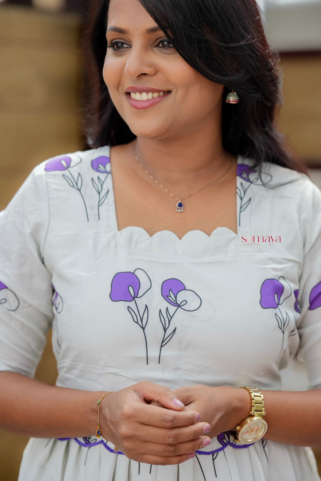 Nivi Casual Dress With Lining( Wrinkle-Free Cotton Blend Dress)