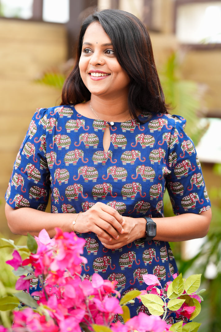 Nila -Elephant dark blue co-ord set