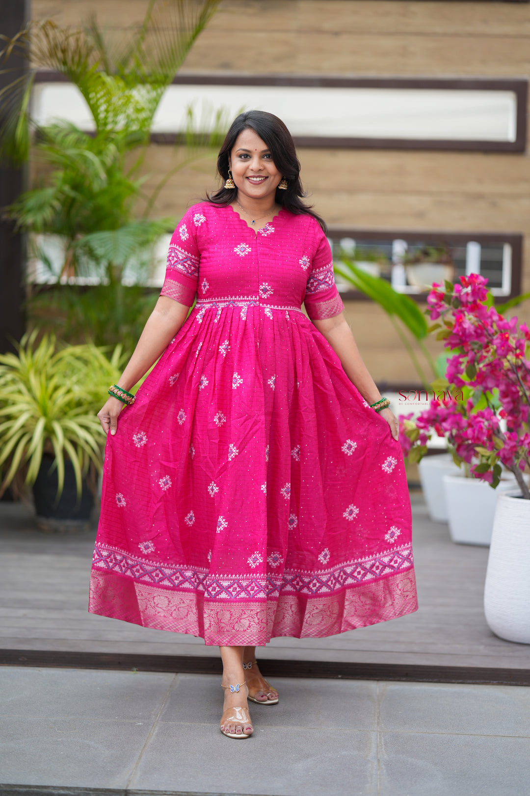 Jothika Festive  Maxi   Dress with Lining ( ready to dispatch)