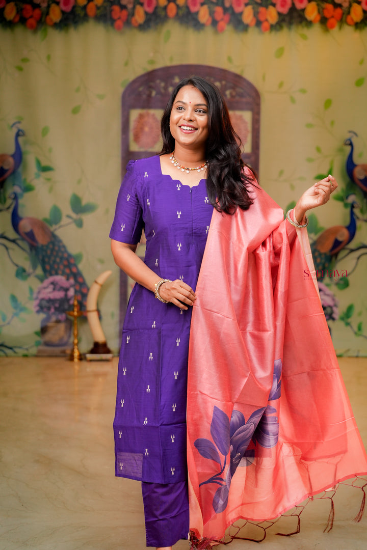 Yaaz - purple  raw silk Kurta 3 piece set