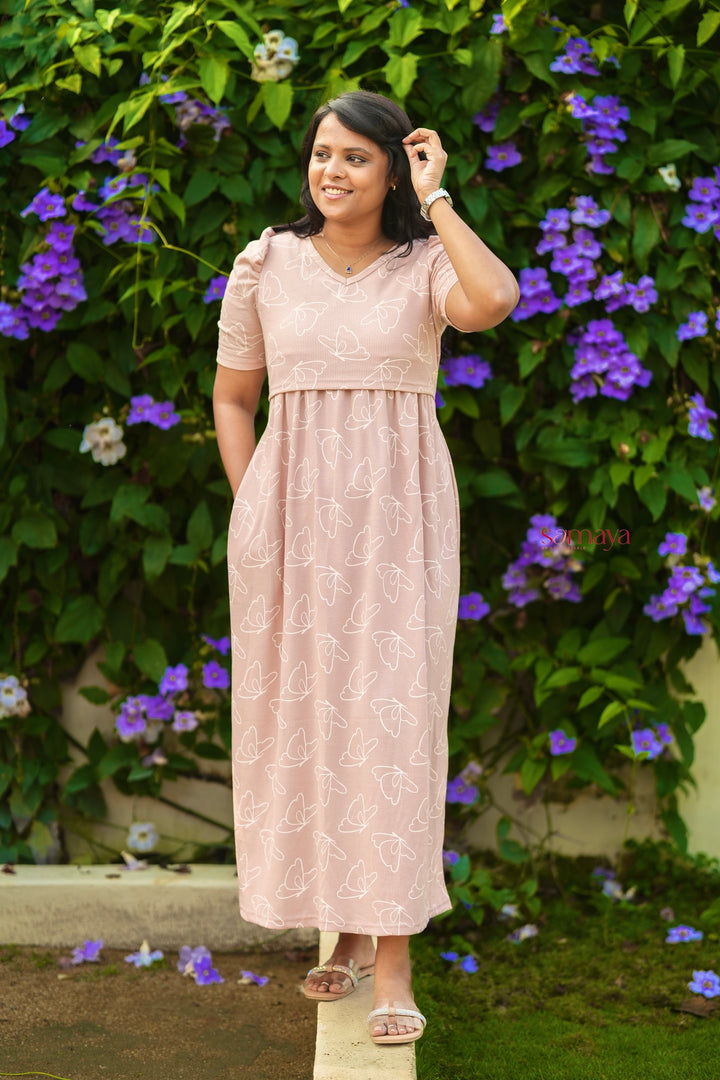 Maxi butterfly waffle Dress