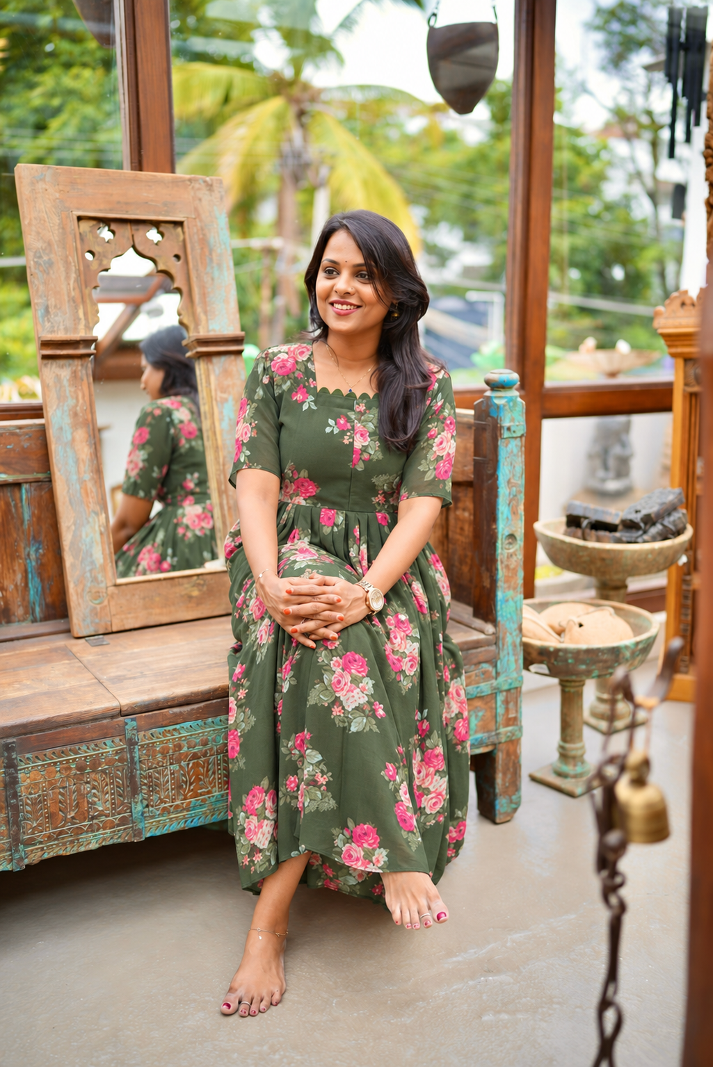 Aliya georgette casual  Dress With Lining ( No-Iron Everyday Dress)