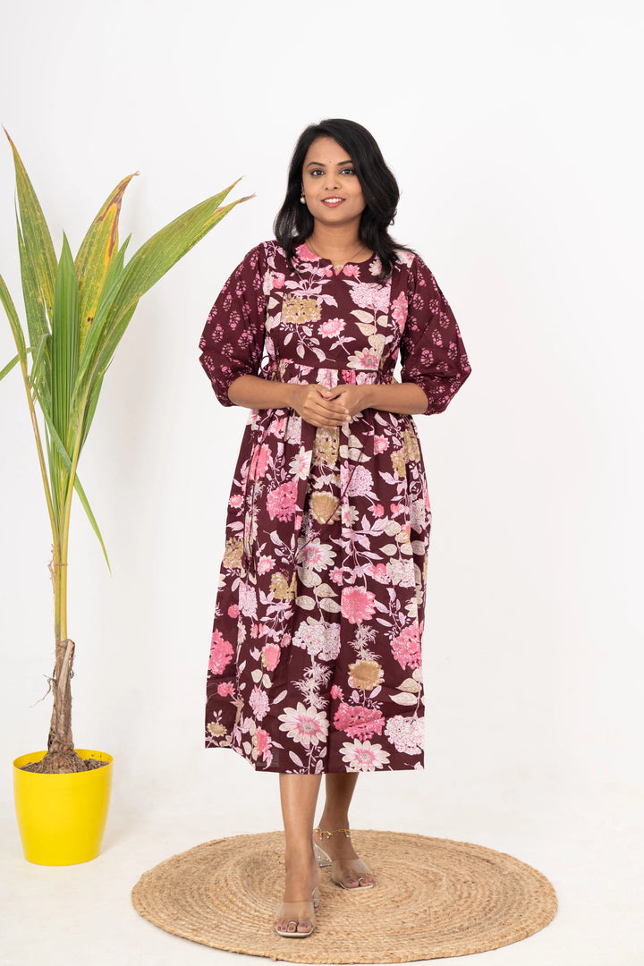 Vinusha Maternity Feeding day to night dress without lining